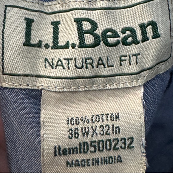 L.L. Bean Men’s Natural Fit Chinos Gray Green 36x32 Cotton Pants - Picture 4 of 5